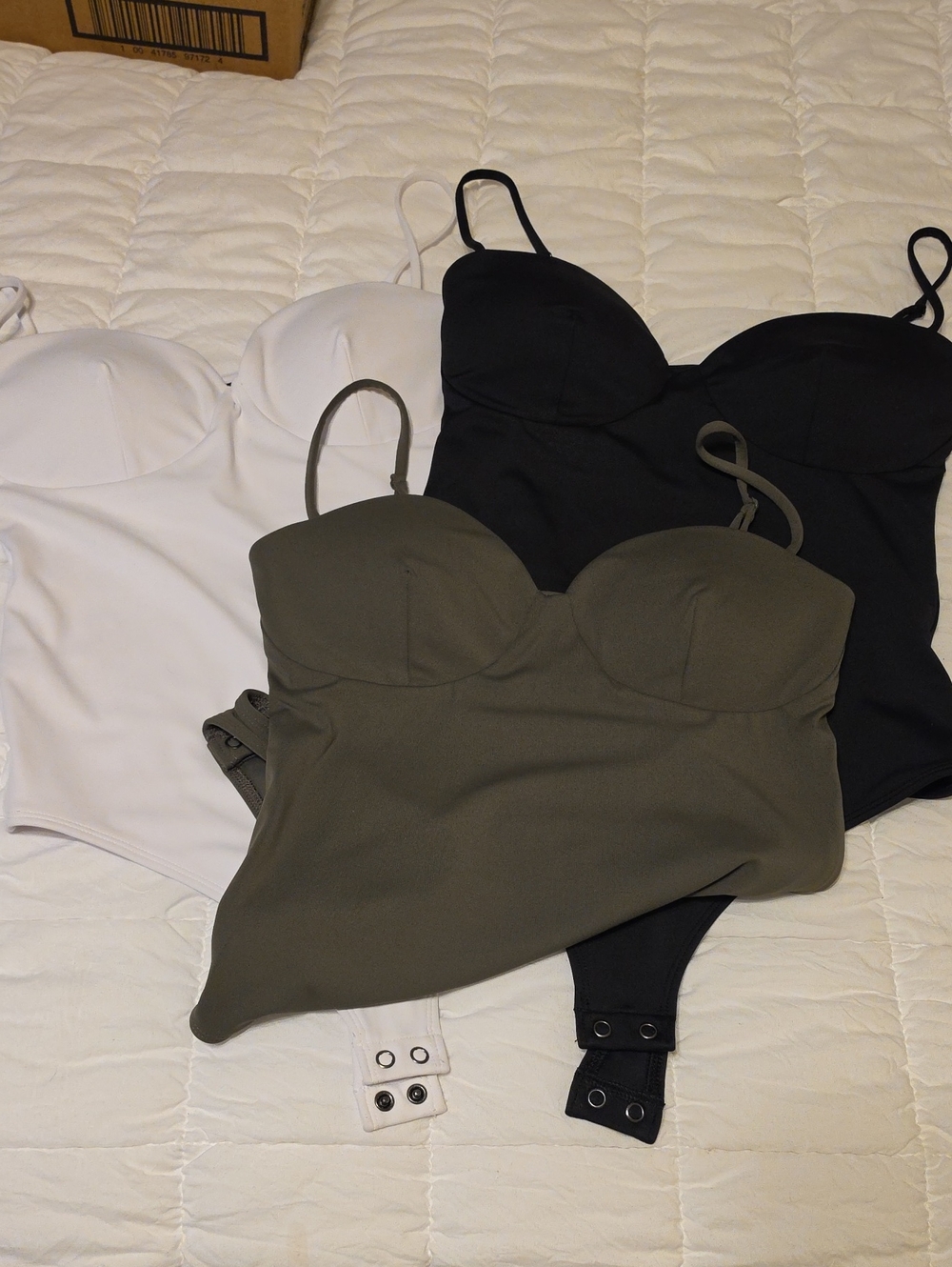 Express Women's Molded-Cup Bodysuit - Olive, Black, White